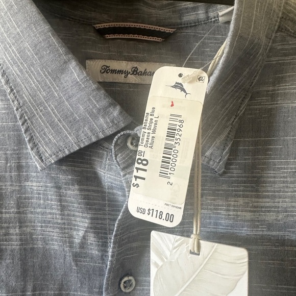 NWT - Tommy Bahama - Oceana Stripe Blue Allure Woven - Size L - Picture 10 of 10